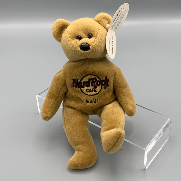 Hard Rock Cafe Maui Isaac Beara 1st in series of 5 Plush Brown Beanie Bear - Picture 1 of 8